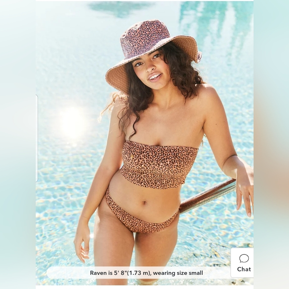 AERIE SWIM,  bikini top bandeau XS American eagle strapless cheetah leopard